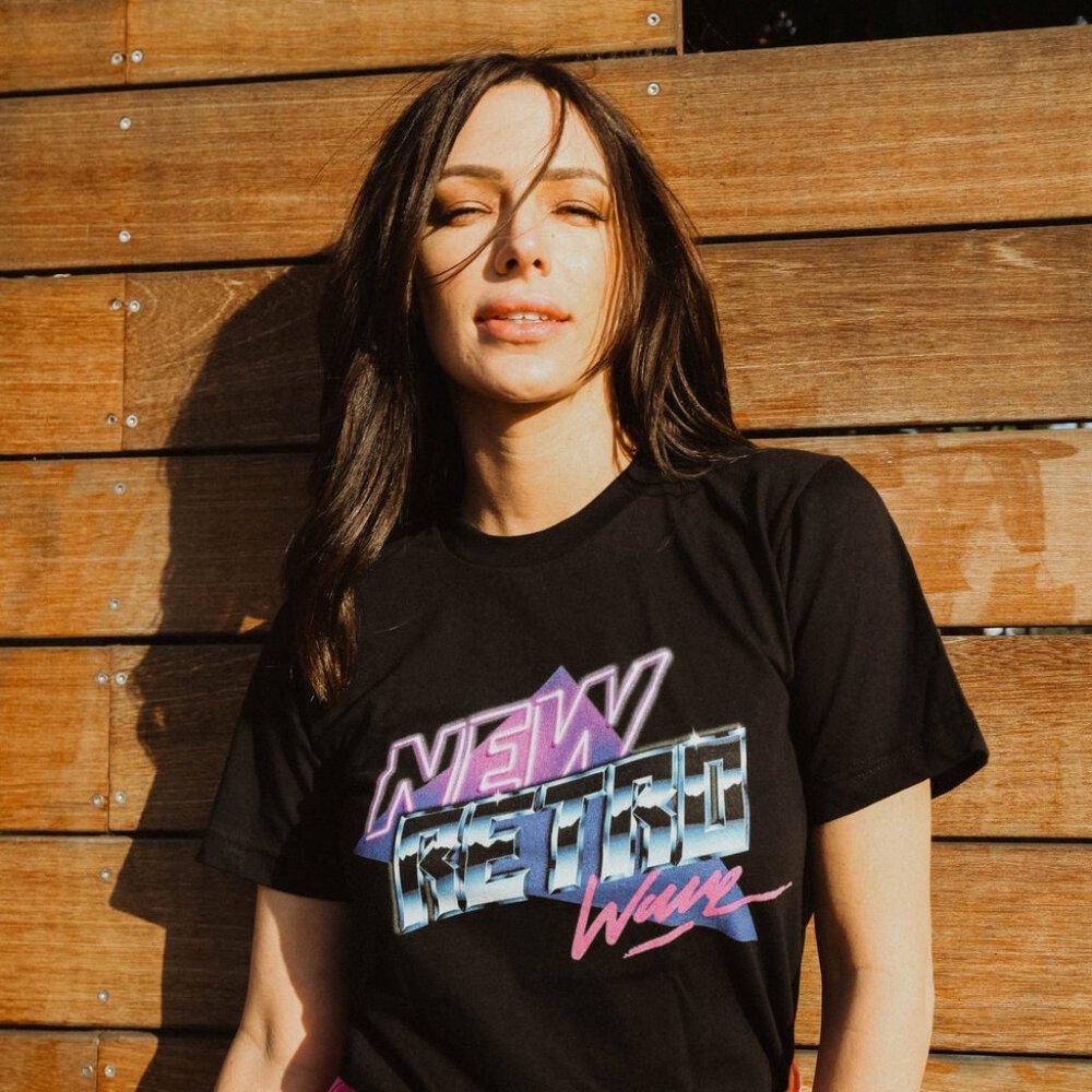 Anime Neon Cartoon Retro Black Shirt Graphic